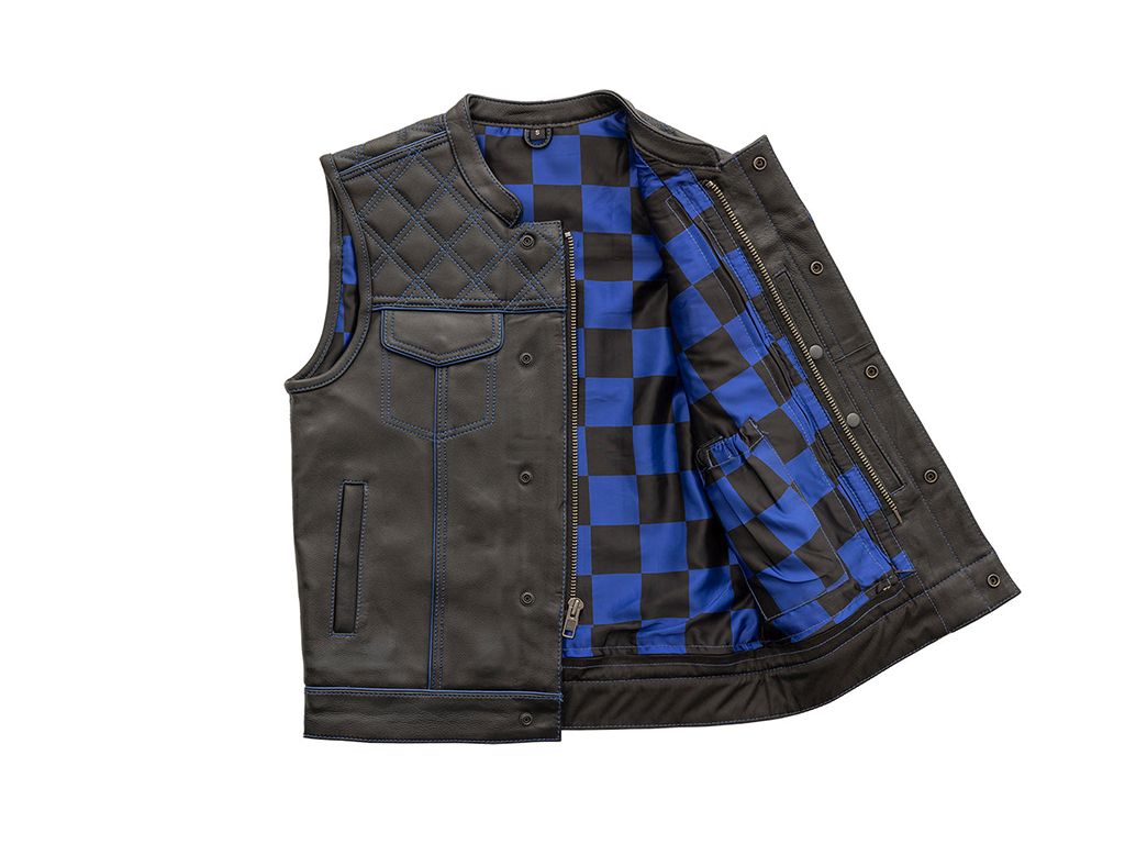 First Manufacturing Blue Checker Vest - Image 3