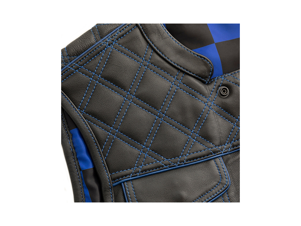 First Manufacturing Blue Checker Vest - Image 4