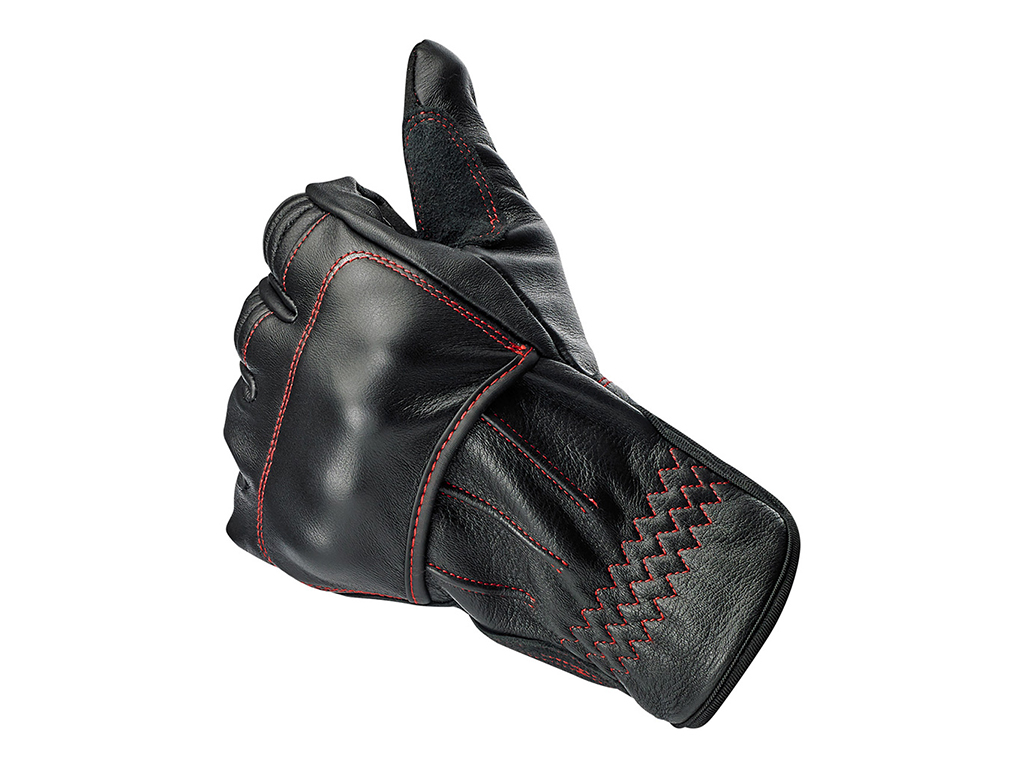 Biltwell Belden Leather Glove - Red/Black - Image 3